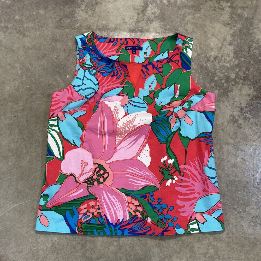 Talbots Rsvp Top Womens 8P Tropical Floral Shell‎ Vibrant Multicolor